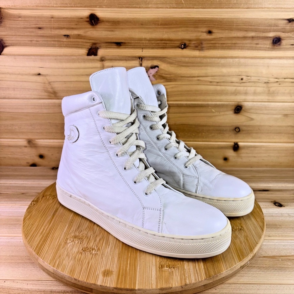Joan & David Sneakers Womens 9 White Leather Handmade in Italy High Top Sneakers